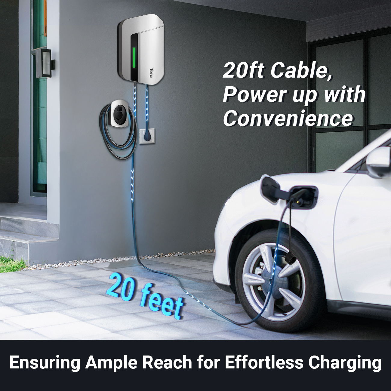 Tera wallbox ev charger Z2 20FT ev Charger Cable Level 2 autel ev charger Station with Cable Holder 40A 240V