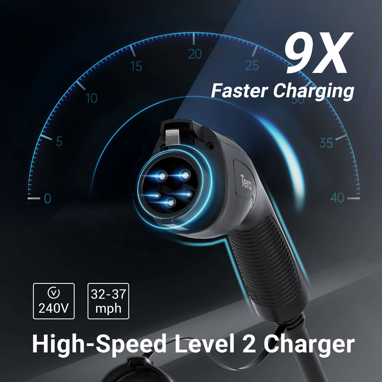 Tera J1772 EV Charger Q8 20FT Charging Cable Level 2 Electric Vehicle Charging Station up to 40A Tesla Adapter evse charger