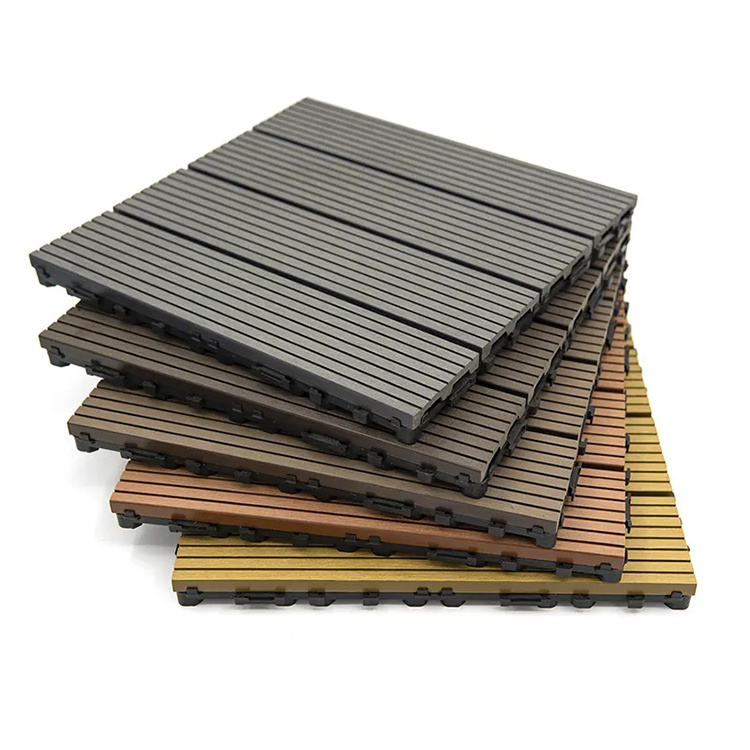 WPC wood plastic composite flooring decking tiles interlocking decking tiles