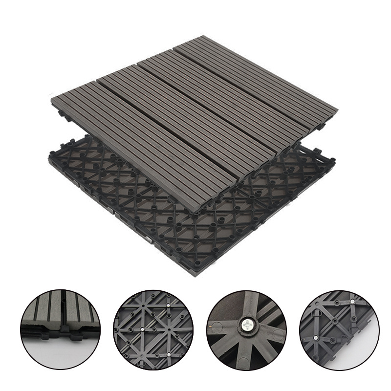 WPC wood plastic composite flooring decking tiles interlocking decking tiles