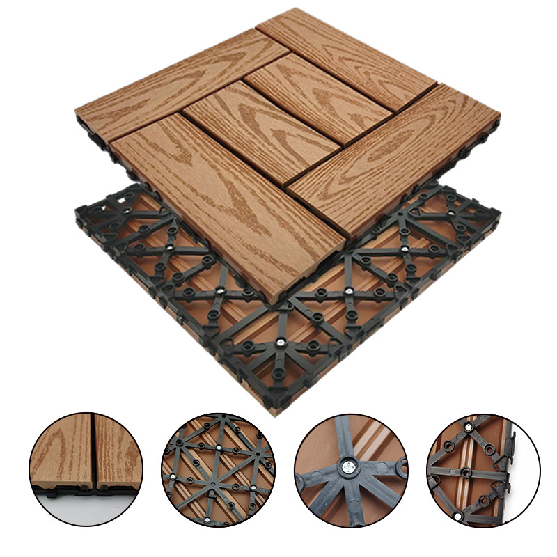 Tercel High Quality WPC Interlocking Decking Tiles Outdoor Wood Plastic Tiles Non-slip Balcony Click Tiles