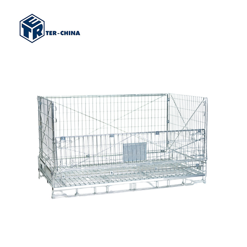 1976x1130xH1114 Collapsible warehouse  folding  safety Pallet Metal Lockable Storage Wire Mesh Container Lockable Wire  Cages