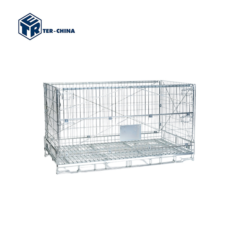 1976x1130xH1114 Collapsible warehouse  folding  safety Pallet Metal Lockable Storage Wire Mesh Container Lockable Wire  Cages