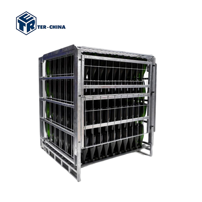 Collapsible Girobox Container for Riddling and Storage of Champagne Wine Bottles