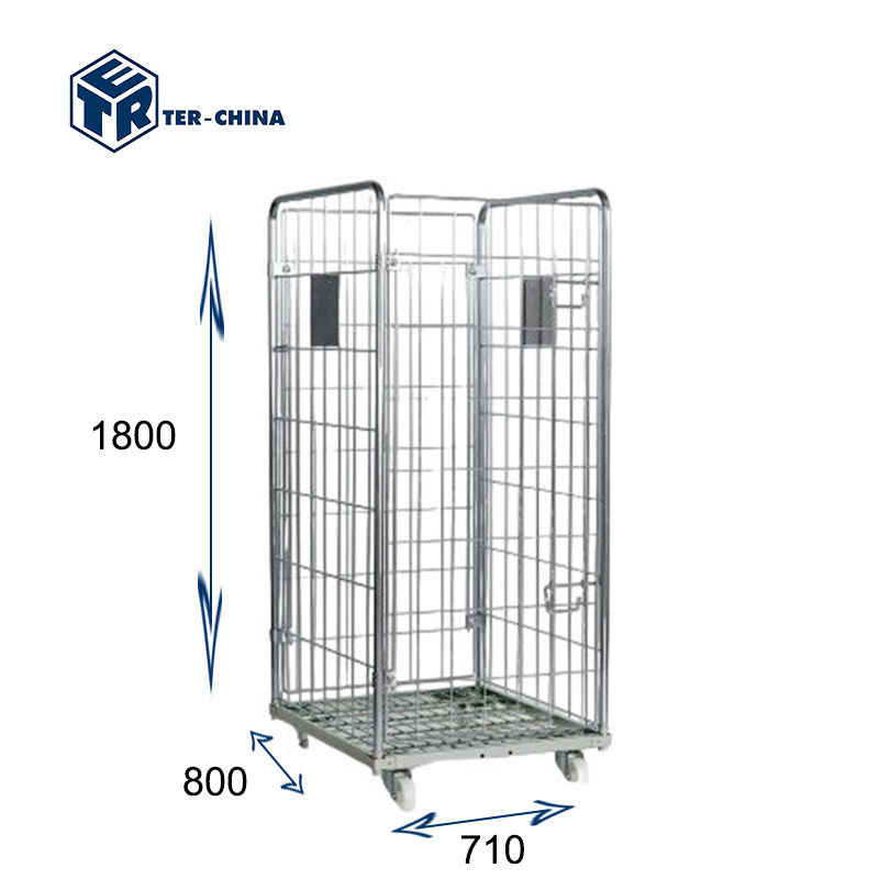 710x800xH1800 Metal Roll Cage Container 1 door linen trolley cart Used Roll Container for laundry hospital