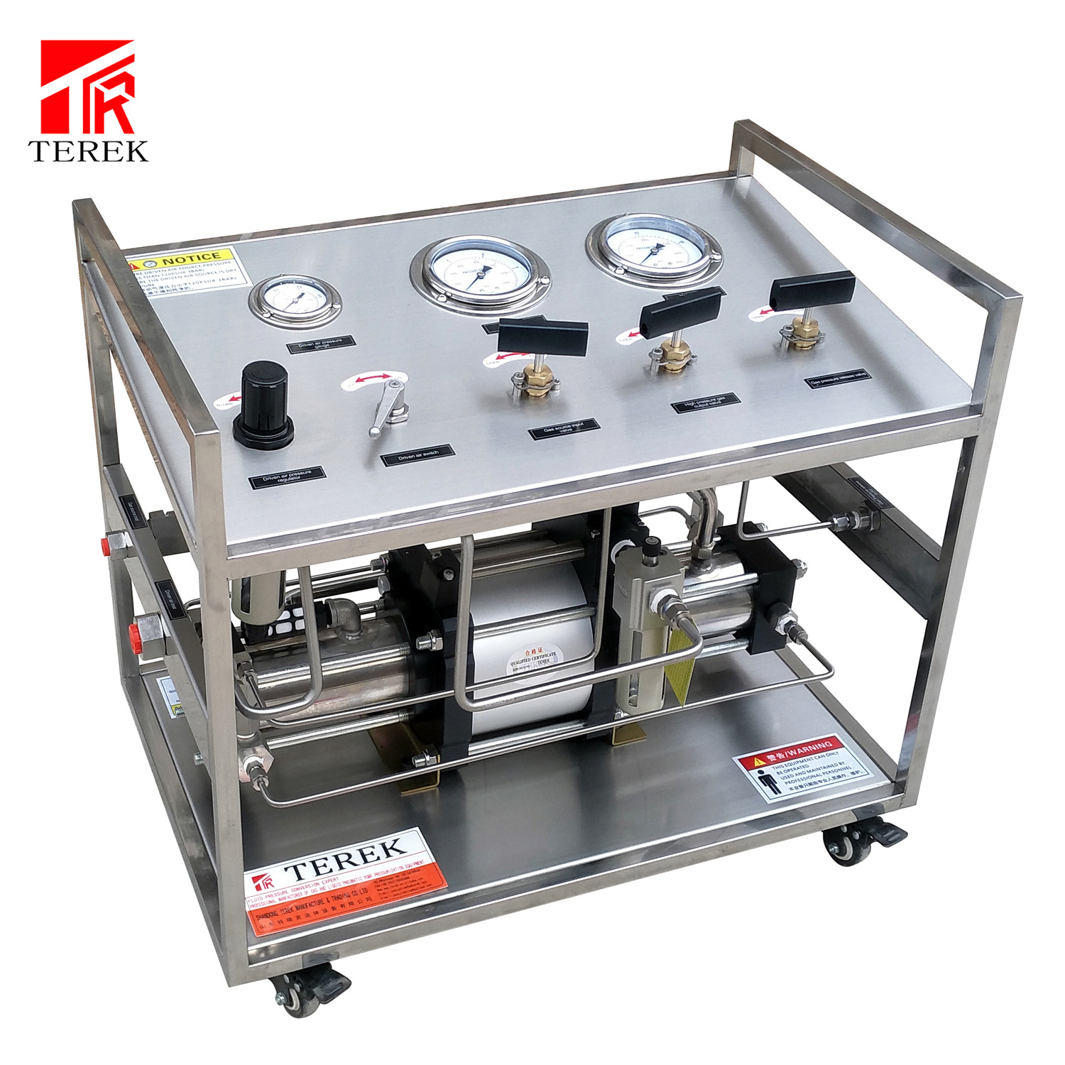 TEREK Double Acting Pneumatic Nitrogen Oxygen Hydrogen Gas Pressure Booster Pump for Cylinder Transfer