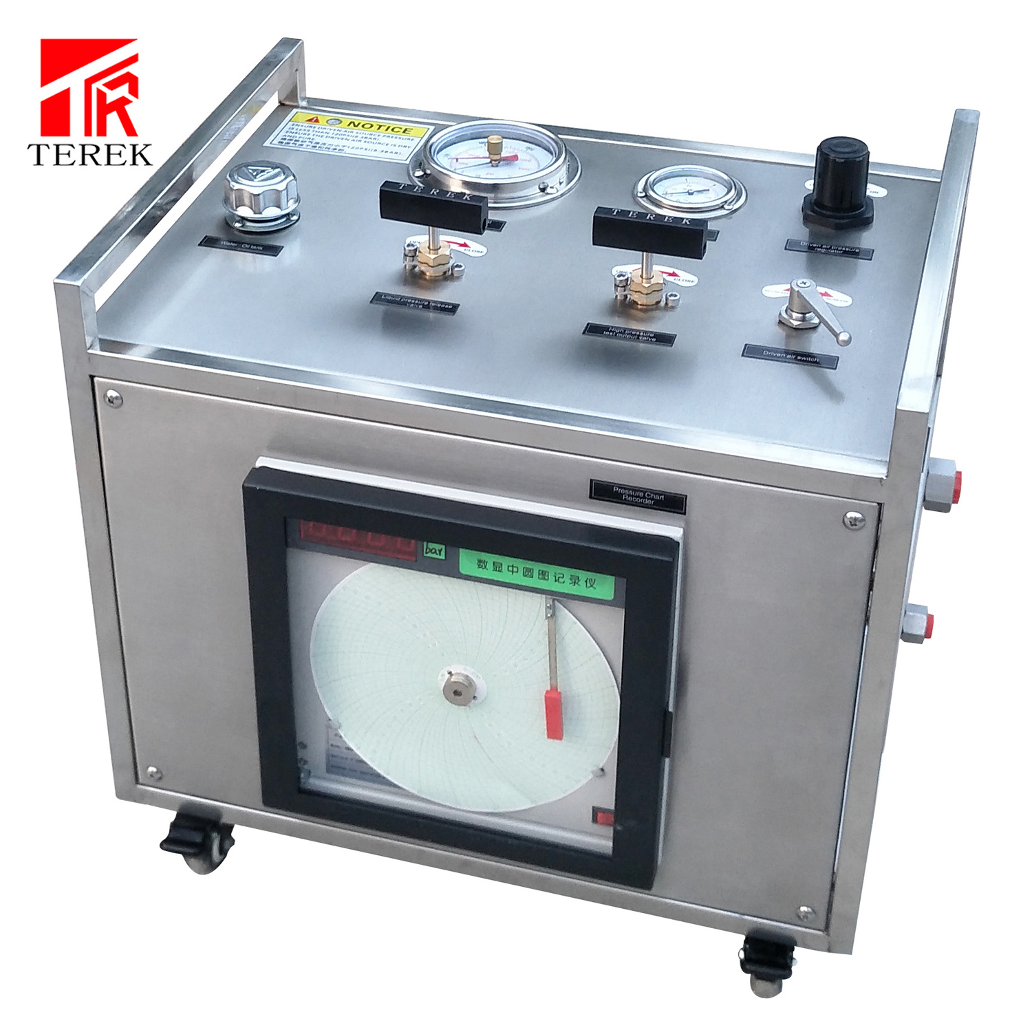 Air Driven fluid booster systems hydraulic pressure test piston pump for valve pipe test with recorder