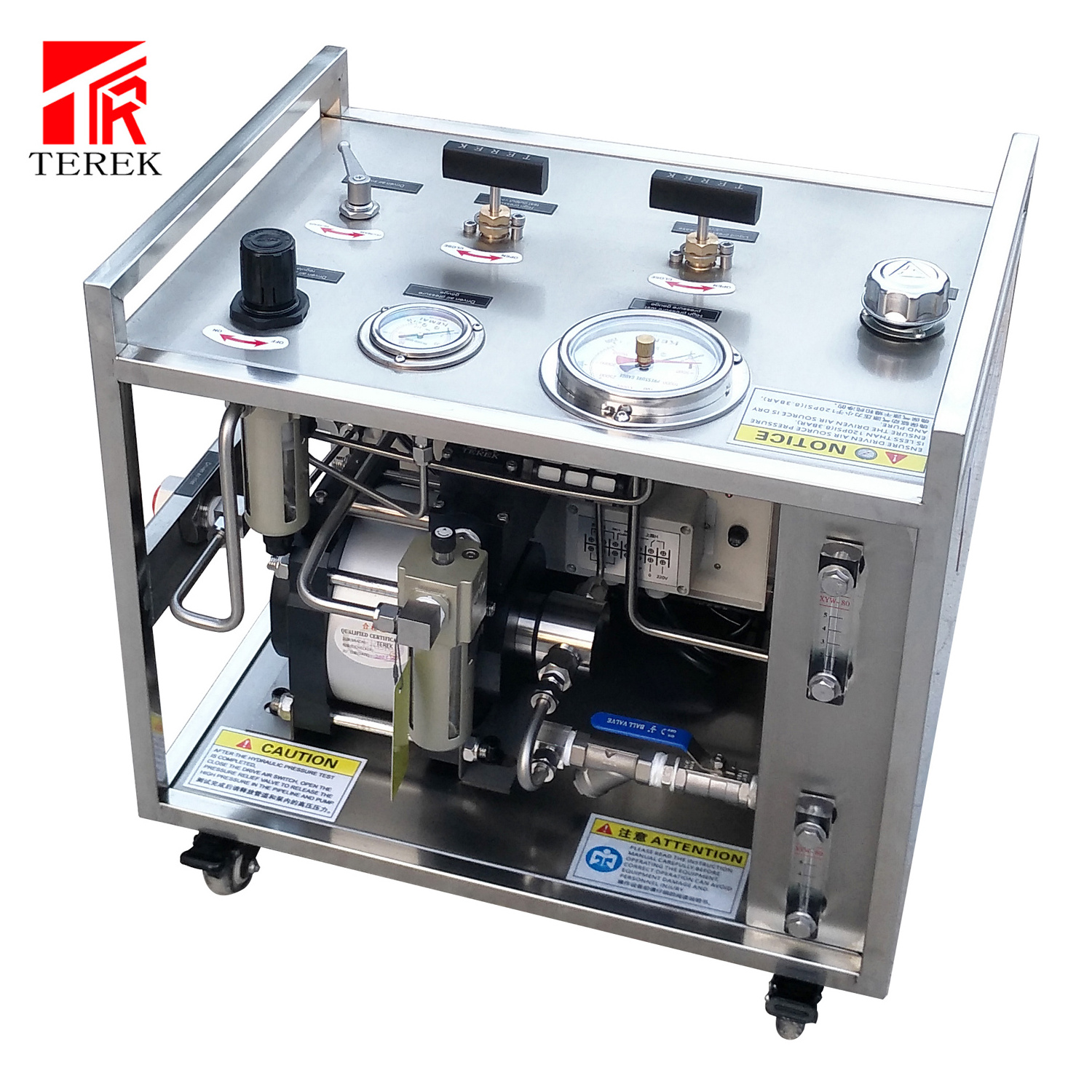 Air Driven fluid booster systems hydraulic pressure test piston pump for valve pipe test with recorder