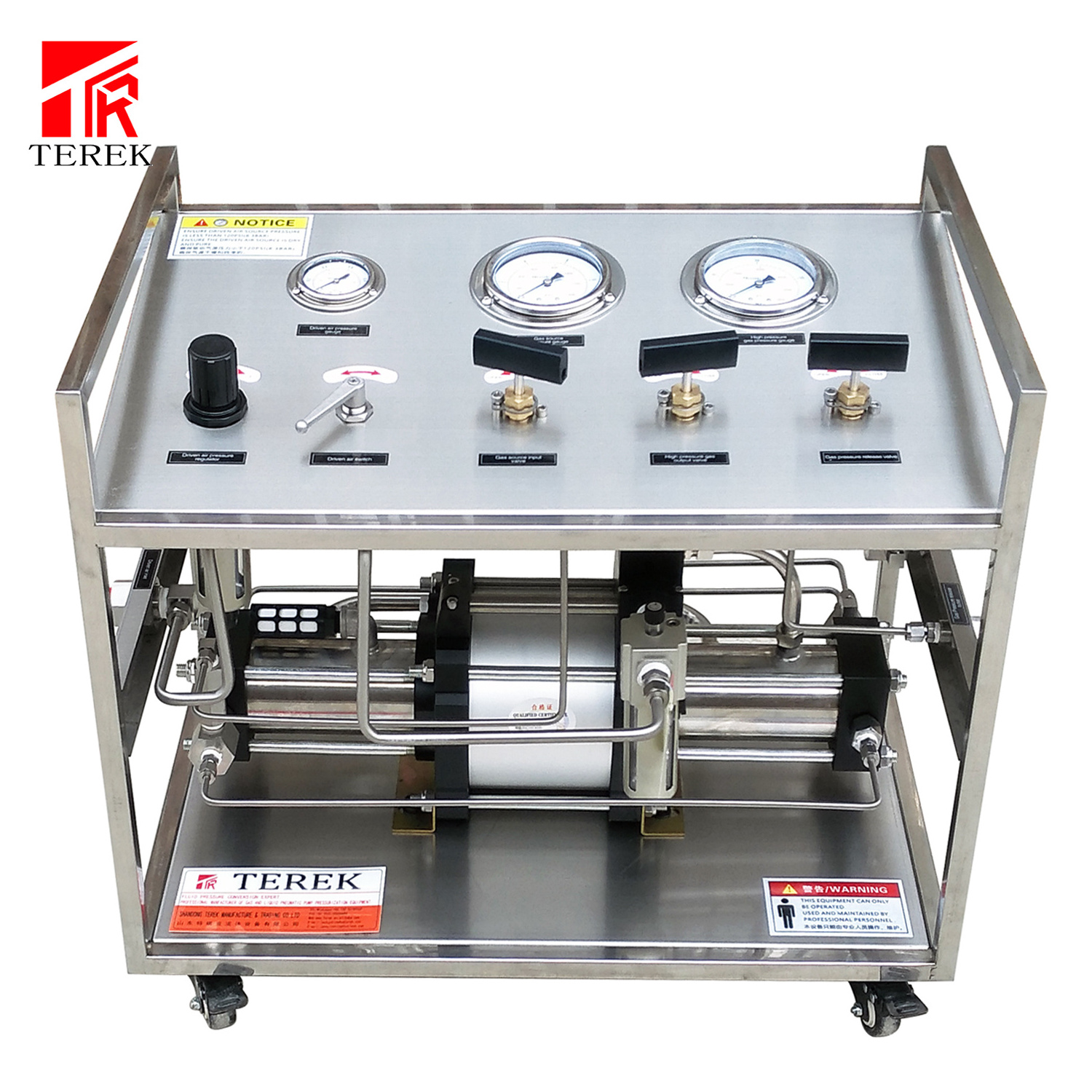 TEREK Double Acting Pneumatic Nitrogen Oxygen Hydrogen Gas Pressure Booster Pump for Cylinder Transfer