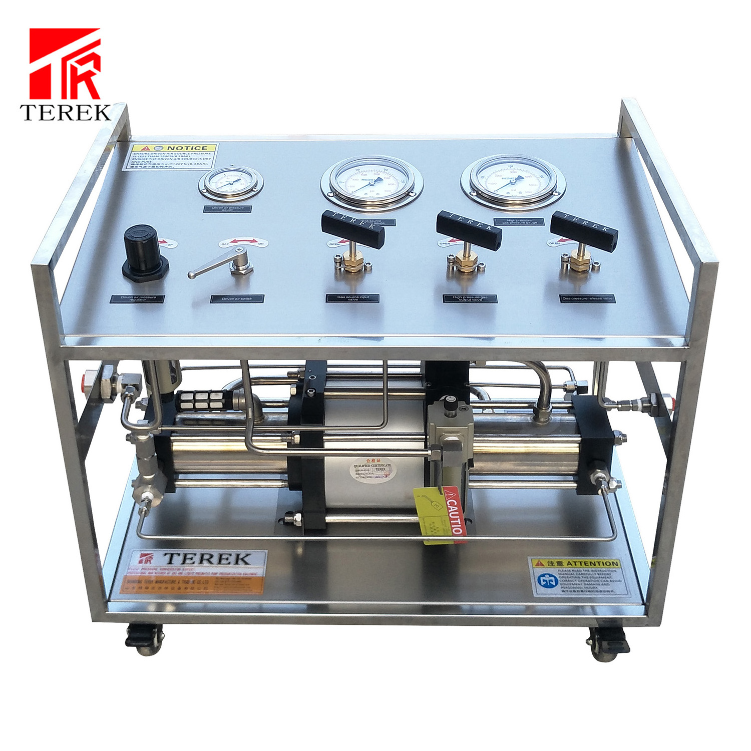 Booster pump air driven  gas pressure  Double drive cylinder test bench