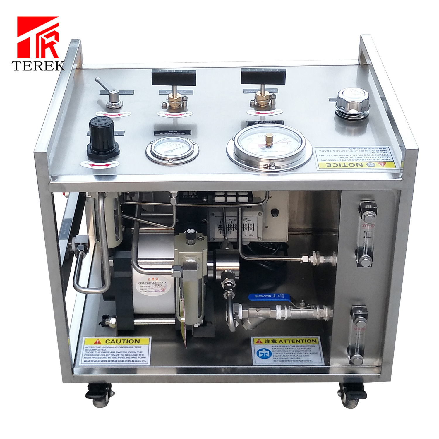 Air Driven fluid booster systems hydraulic pressure test piston pump for valve pipe test with recorder