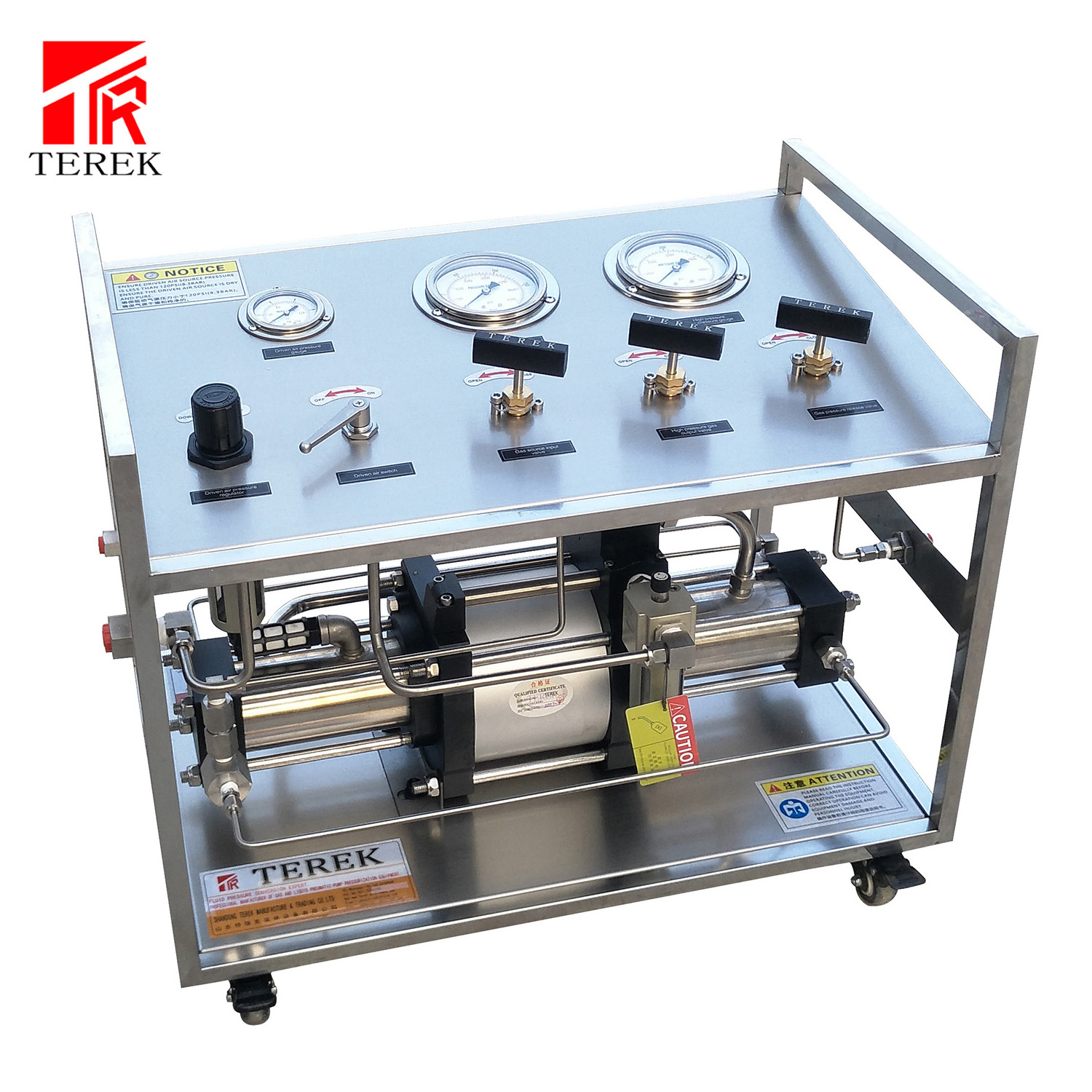 Booster pump air driven  gas pressure  Double drive cylinder test bench