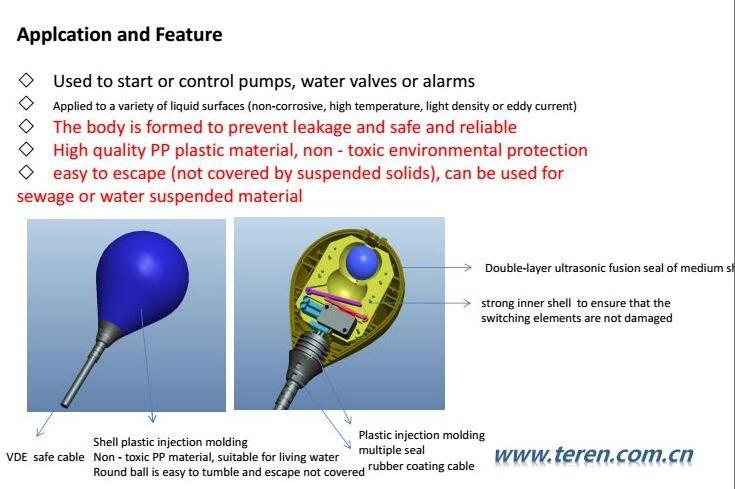 CE certification SPDT type float switch for controlling water tank and pump