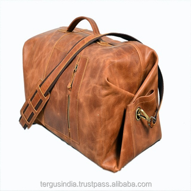 Leather Duffle bag Overnight Waterproof Large-capacity Brown Top Grain Leather Luggage Travel Duffle Bag Men