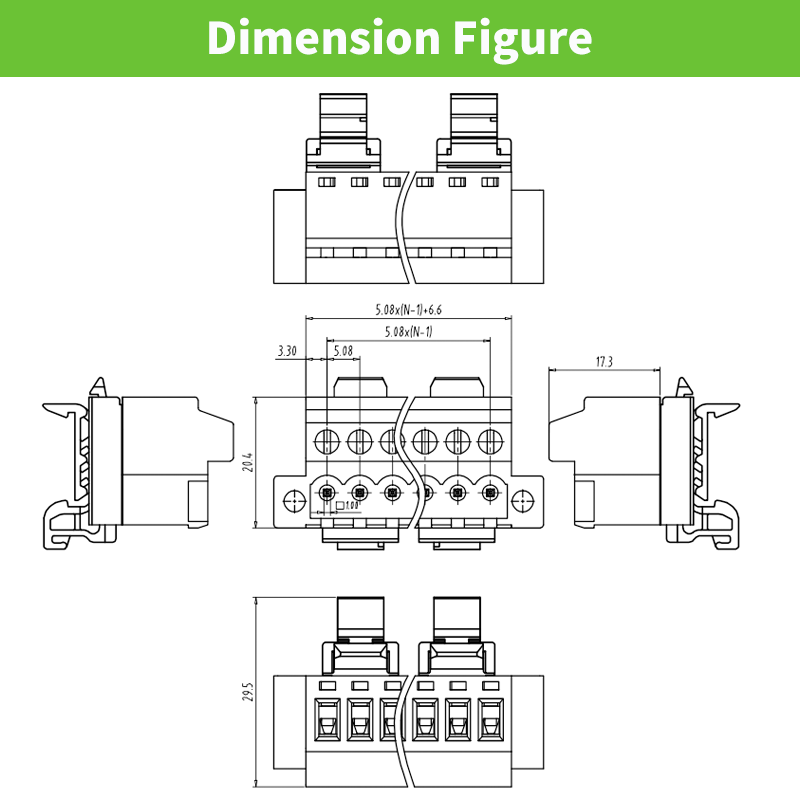 din rail type plug-in terminal blocks with nut of electrical connector 5.08mm pitch