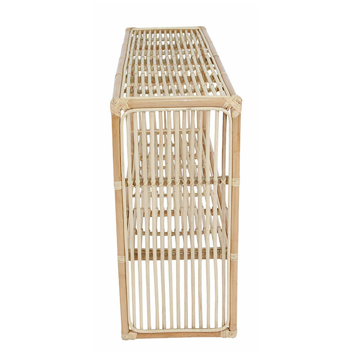 Mallibu Natural Rattan Console Side Table Shoe Rack