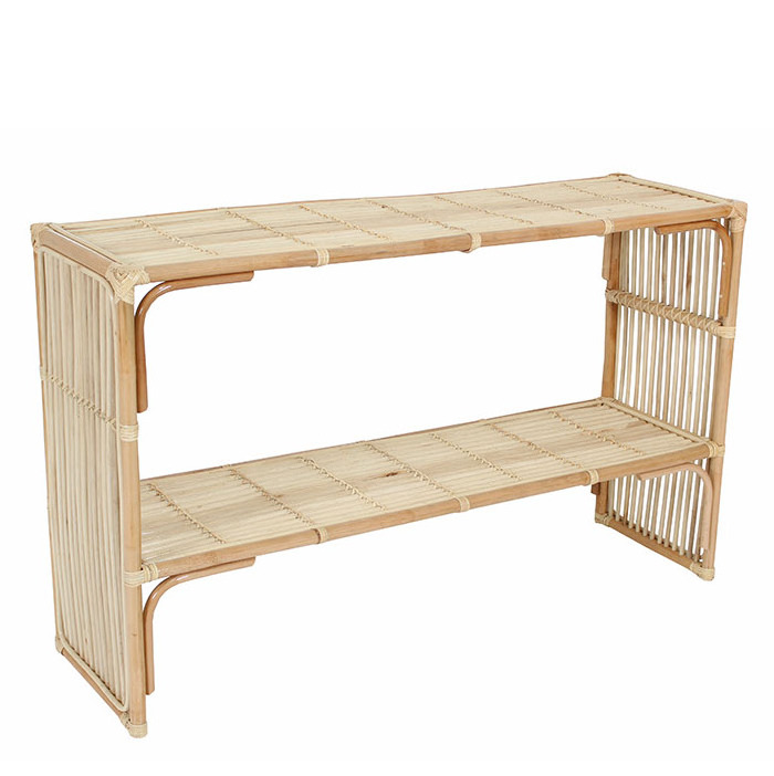 Mallibu Natural Rattan Console Side Table Shoe Rack