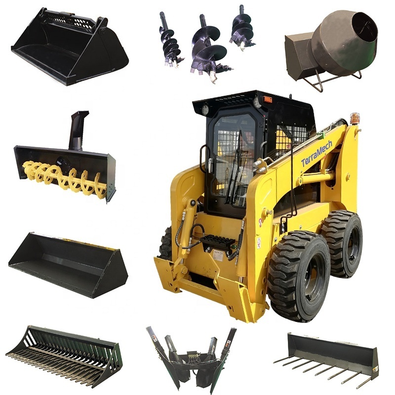 TerraMech ST110 Multiple Purposes Skid Steer Loader Accessories Front End Loader Track Type Skid Steer Loaders