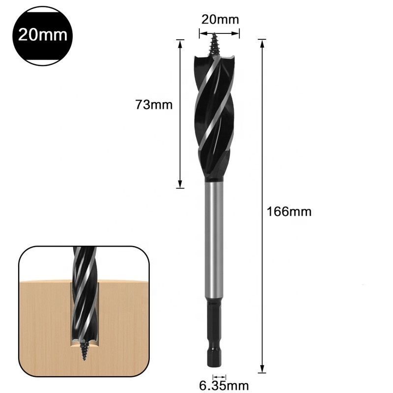 Wood Auger Drill Bit Set High Quality Hex Straight Shank Woodworking Tool Flat Spare Core Drill Bit