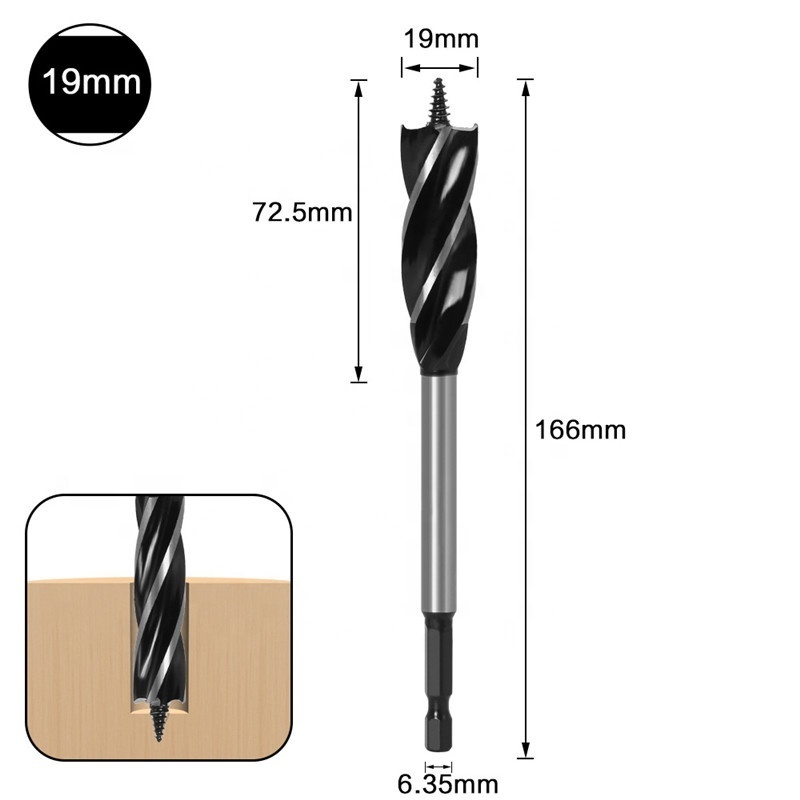 Wood Auger Drill Bit Set High Quality Hex Straight Shank Woodworking Tool Flat Spare Core Drill Bit