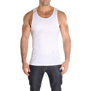 Cheap Men Gym Vests Cotton Made White Color Simple Design For Adults With OEM Service For Sale