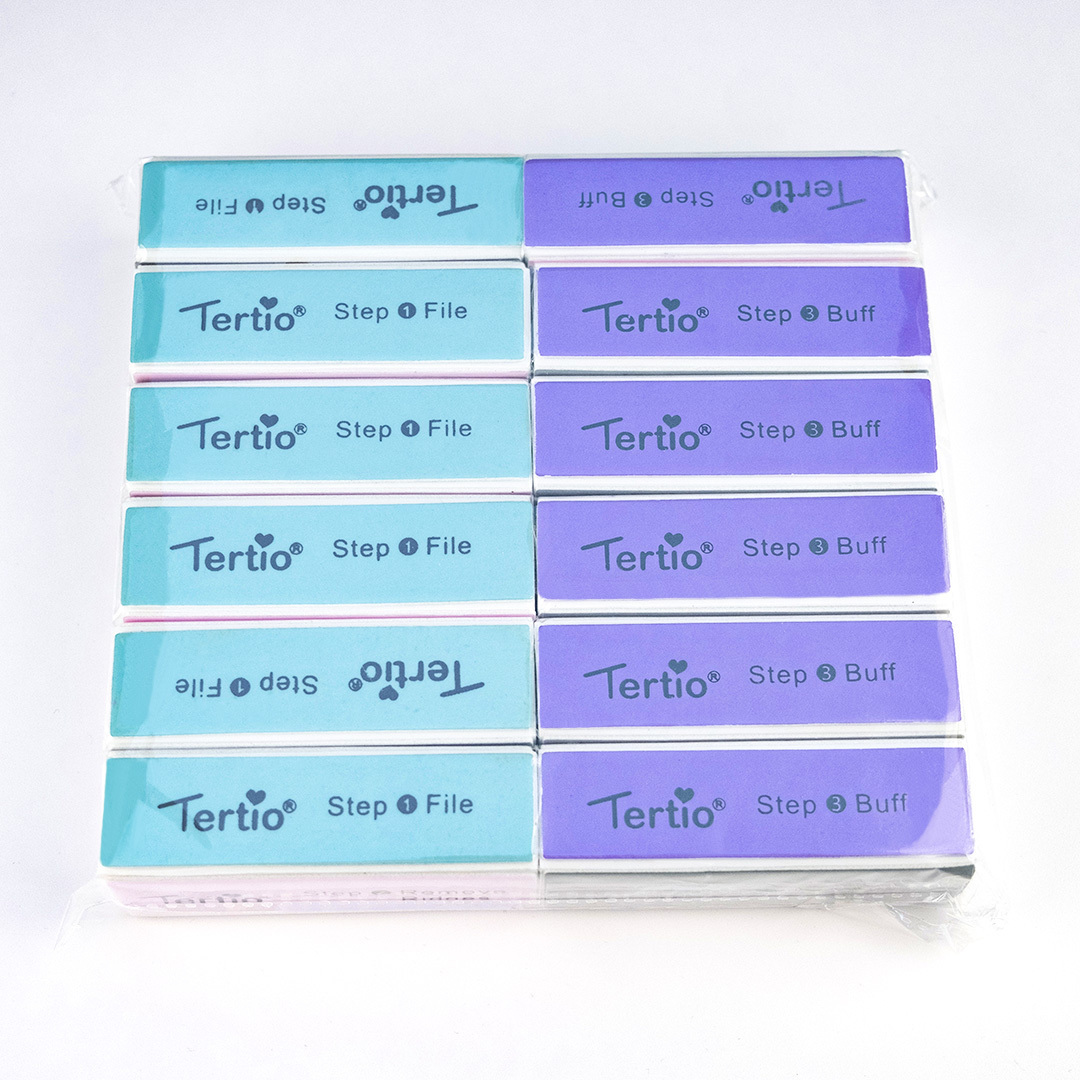 TERTIO - 4 Way Nail Buffer Block 4 Steps Sanding Polisher Washable Files Art Pedicure Manicure Professional Care DIY