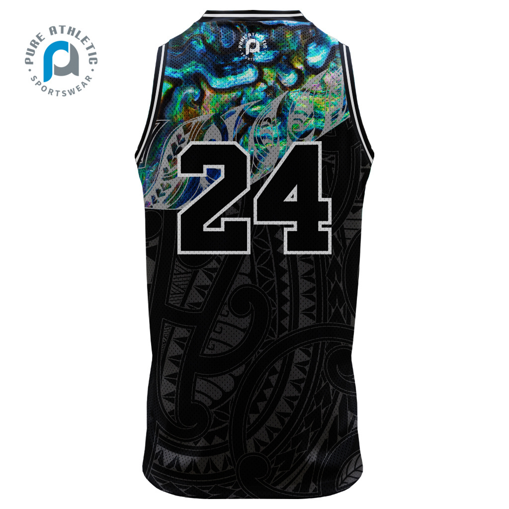 Pure 2024 new design custom rasta paua mesh indigenous sublimation breathable basketball jersey and touch jersey sets