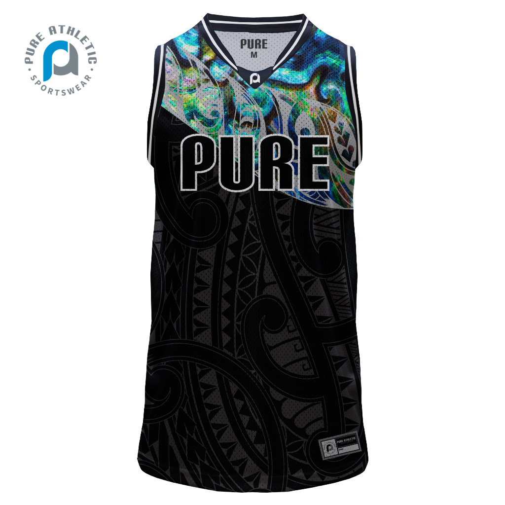 Pure 2024 new design custom rasta paua mesh indigenous sublimation breathable basketball jersey and touch jersey sets