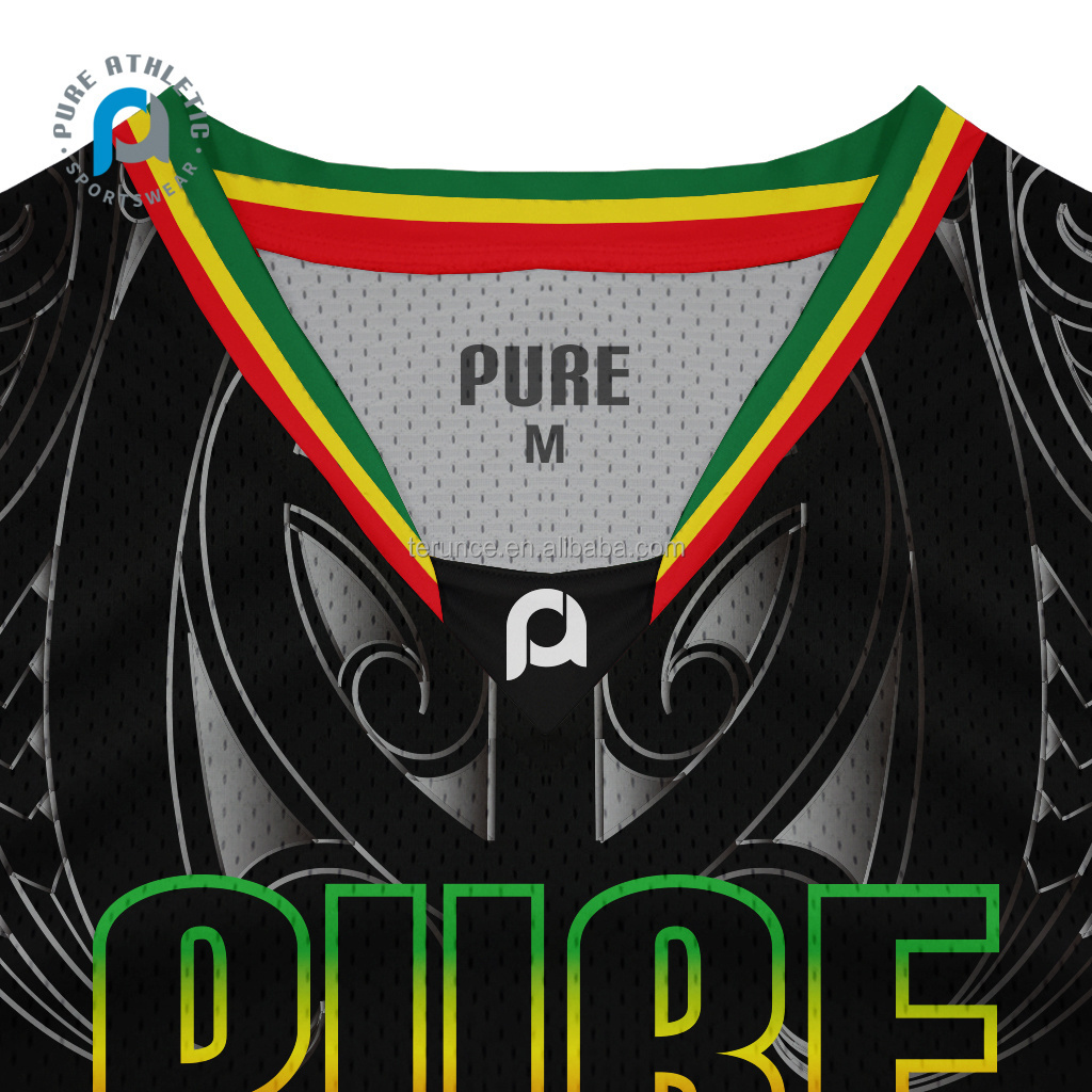 PURE Custom Sublimated AU NZ Rasta Basketball Jersey Design Reversible Basketball Singlets Uniforms Wholesale Men Youth