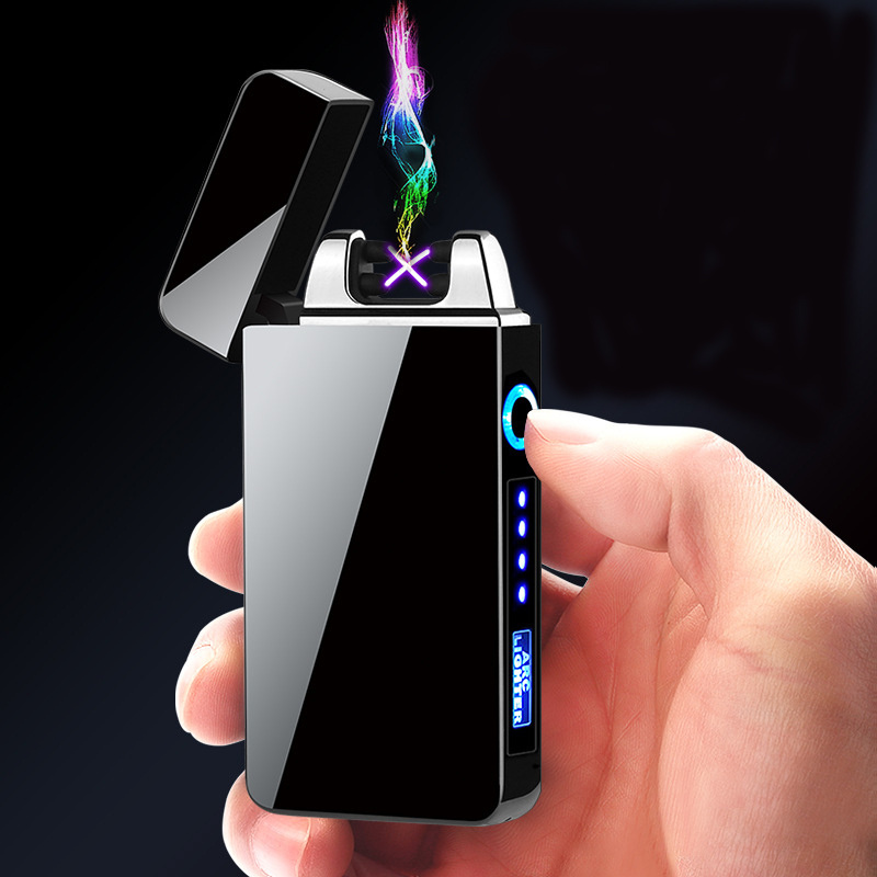 New Product Double Arc Windproof Cigarette Lighter Power Display USB Charging Lighter