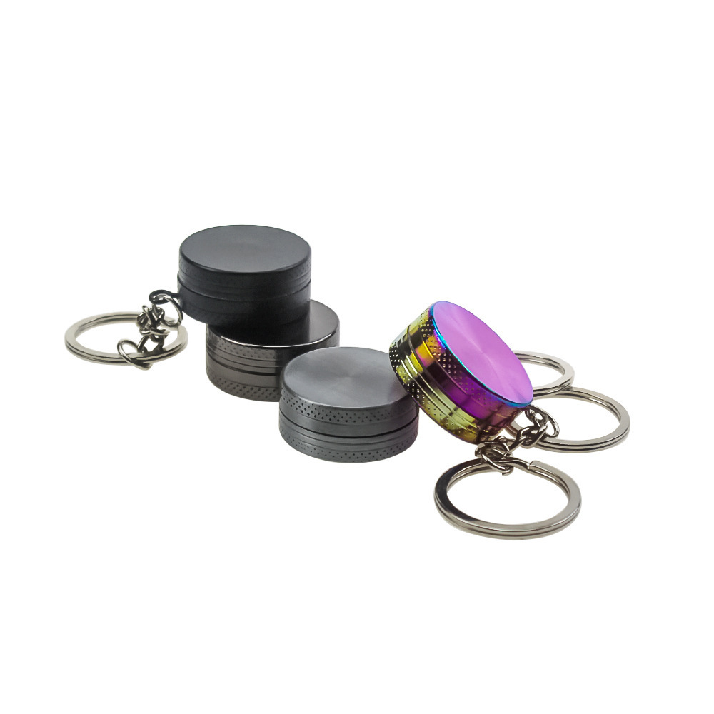 Factory Wholesale Portable 30mm 2 Layers Mini Grinder Zinc Alloy Herb Grinder with Keychains