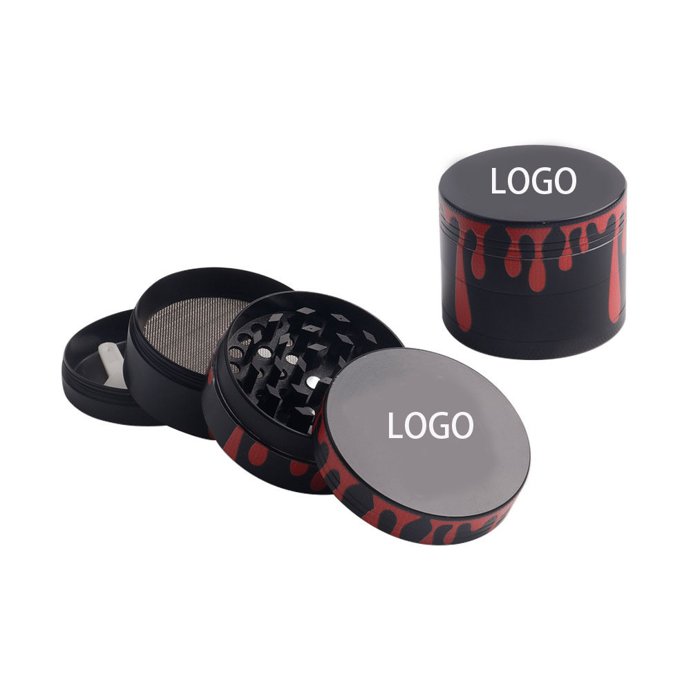 Factory Wholesale Popular Design Full Print Drop 50mm 4 Layers Metal Spice Herb Grinder Cool Herb Grinder