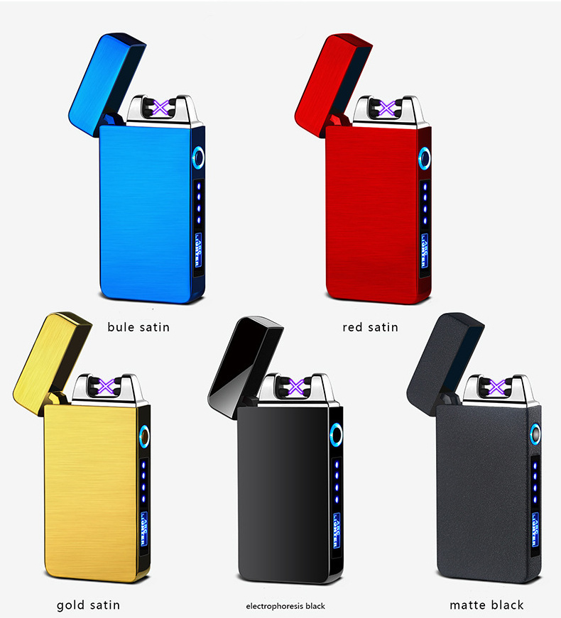 New Product Double Arc Windproof Cigarette Lighter Power Display USB Charging Lighter