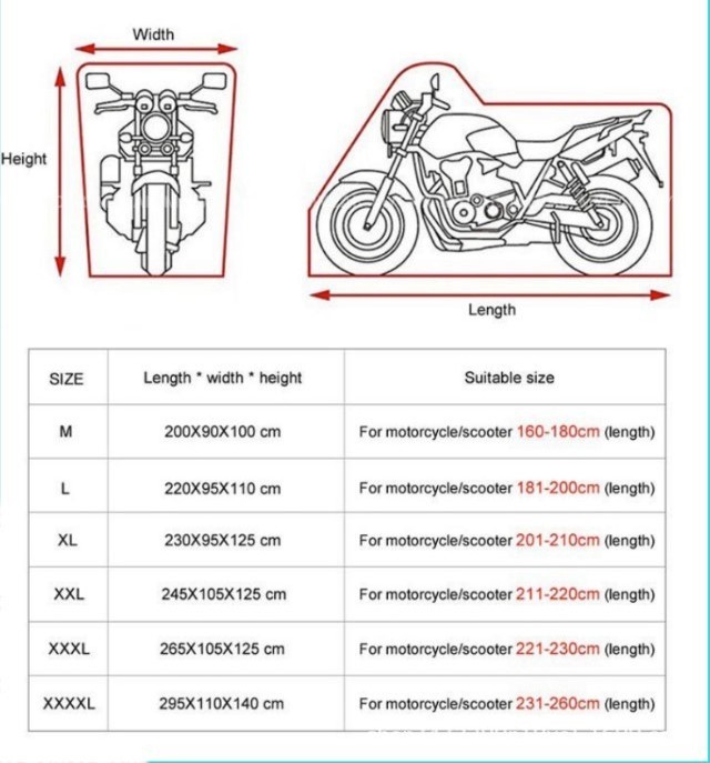 Tesglow UV Protect Dustproof Waterproof Outdoor Snow Rain Proof Coat Motorcycle Cover for Motorbike with Reflective Strap