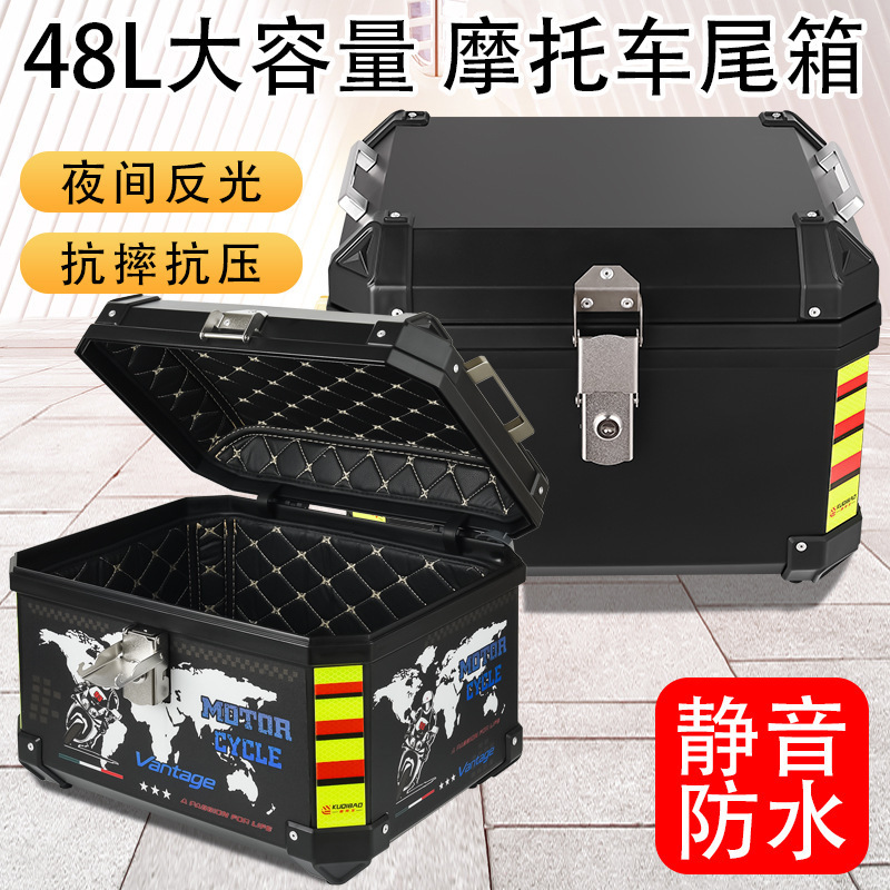 Factory Solid Durable Delivery Food For Motorcycle Helmet Storage Pannier Top Case 35L 48L Alu Aluminum Motorcycle Tail Boxes