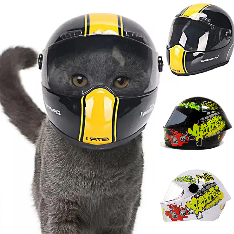 Tesglow Mini Cute Puppy Anti-Collision Hat Styling Full-face Half Face Offroad Outdoor Cat Dog Helmet Pet Motorcycle Helmet