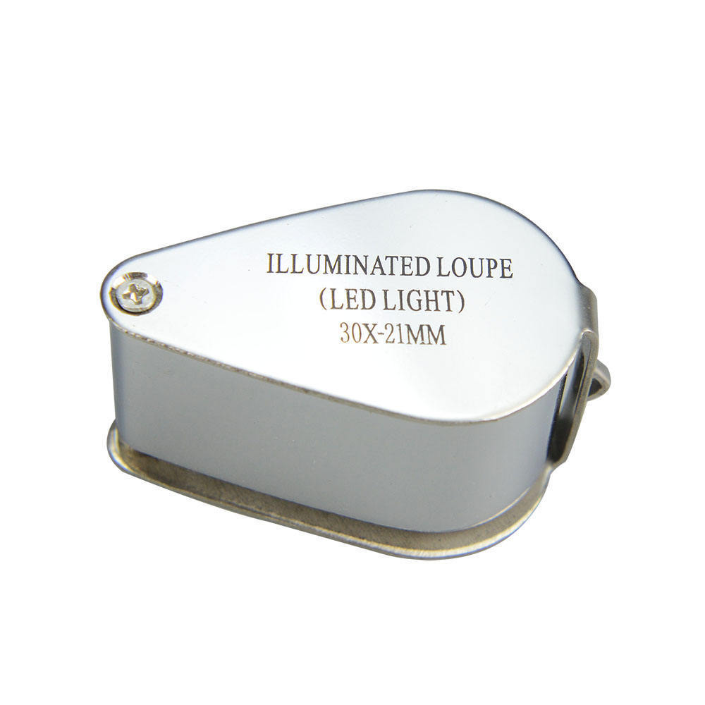 30X 21mm whole Metal LED Illuminated Mini Diamond Loupe Led Foldable Jewelry Magnifier