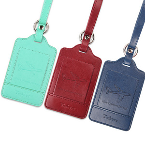 Custom Logo Personalised Airline Luggage Tag Pu Leather Cruise Luggage Tag With String