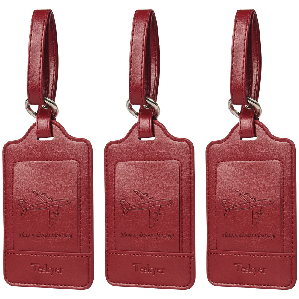 Custom Logo Personalised Airline Luggage Tag Pu Leather Cruise Luggage Tag With String