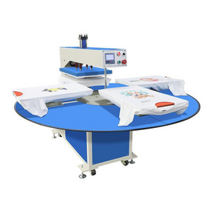 Rotary design four-station plate T-shirt heat press machine hydraulic automatic heat transfer