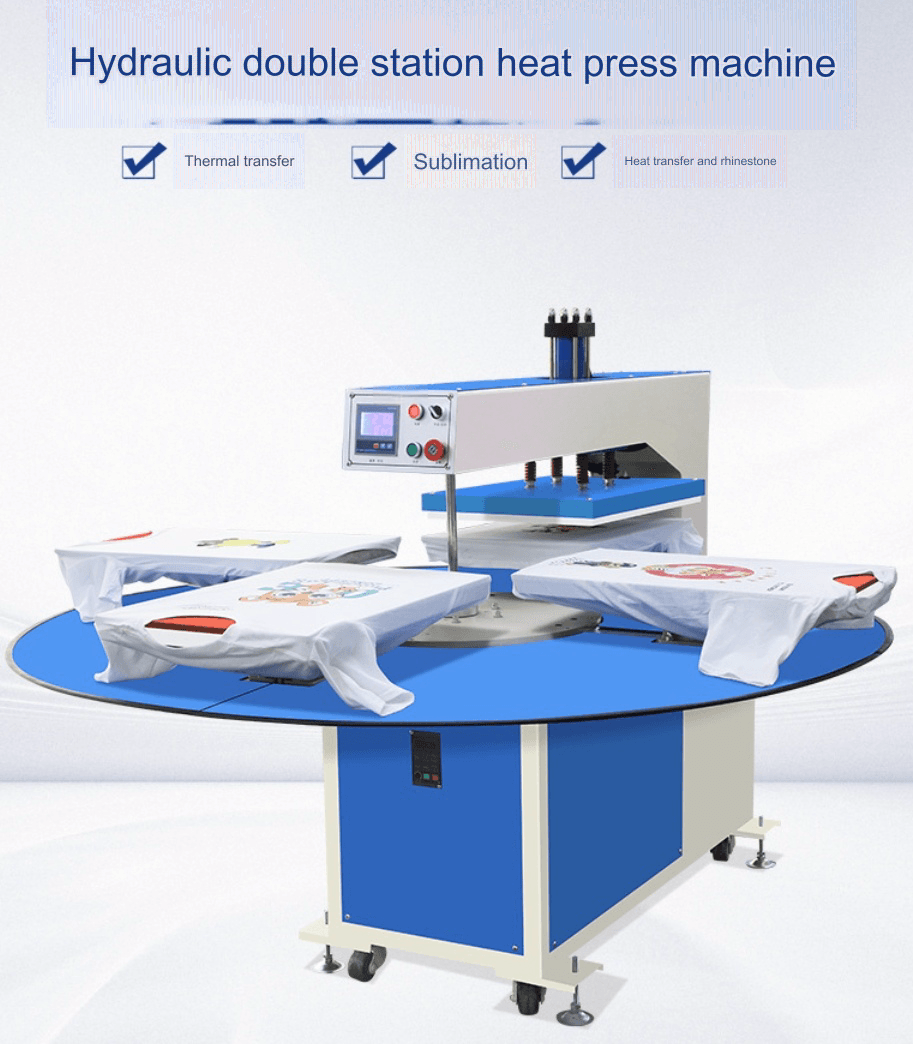 Rotary design four-station plate T-shirt heat press machine hydraulic automatic heat transfer