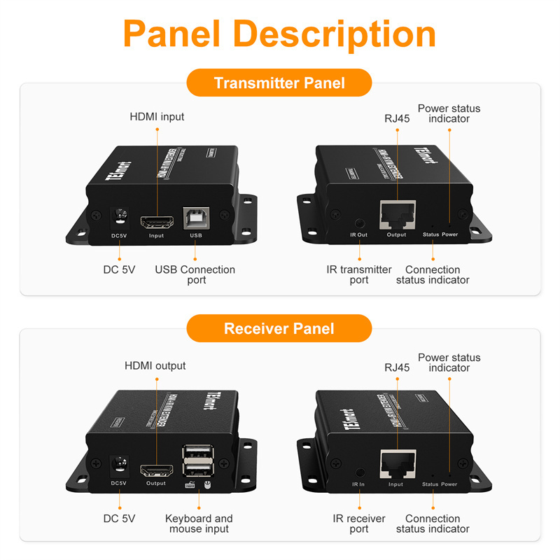 KVM Extender 50m via Single CAT 5e/6 by rj45 HDMI Extender 50m 1080P 3D