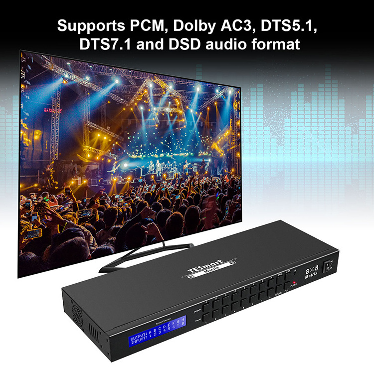 TESmart 8 in 8 out video matrix switch 4k  30hz 8x8 hdmi hdmi over ip matrix 4k 8x8 with EDID HDMI Matrix