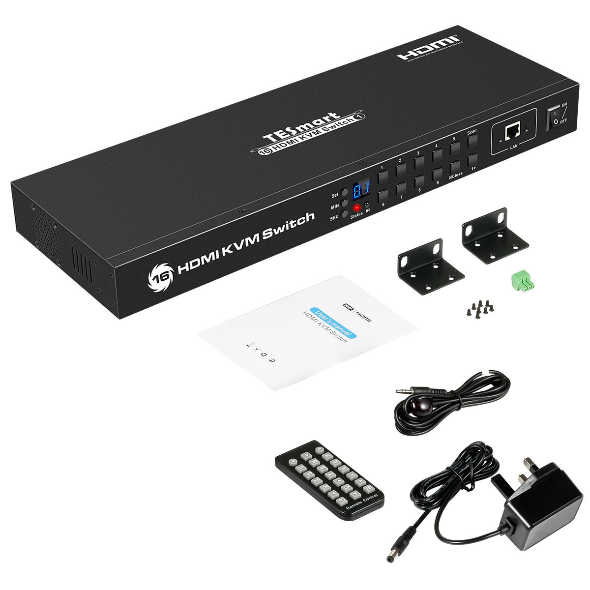 TESmart 16 port 4k USB HDMI Switcher KVM usb console over IP IR remote HDMI Switch