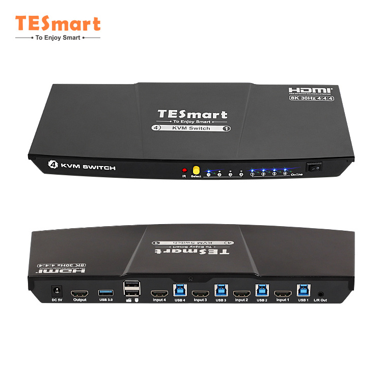 TESmart ODM OEM 4 Ports KVM Switcher USB 3.0 Switch Selector 4K 120Hz True 8K HDMI KVM Switch for PS5