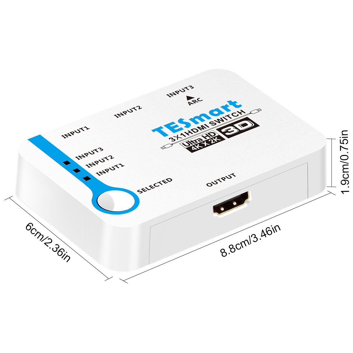 TESmart Switcher Video Support ARC input 3840*2160@30Hz 3x1 Audio HDMI Switcher With IR Selector Switch