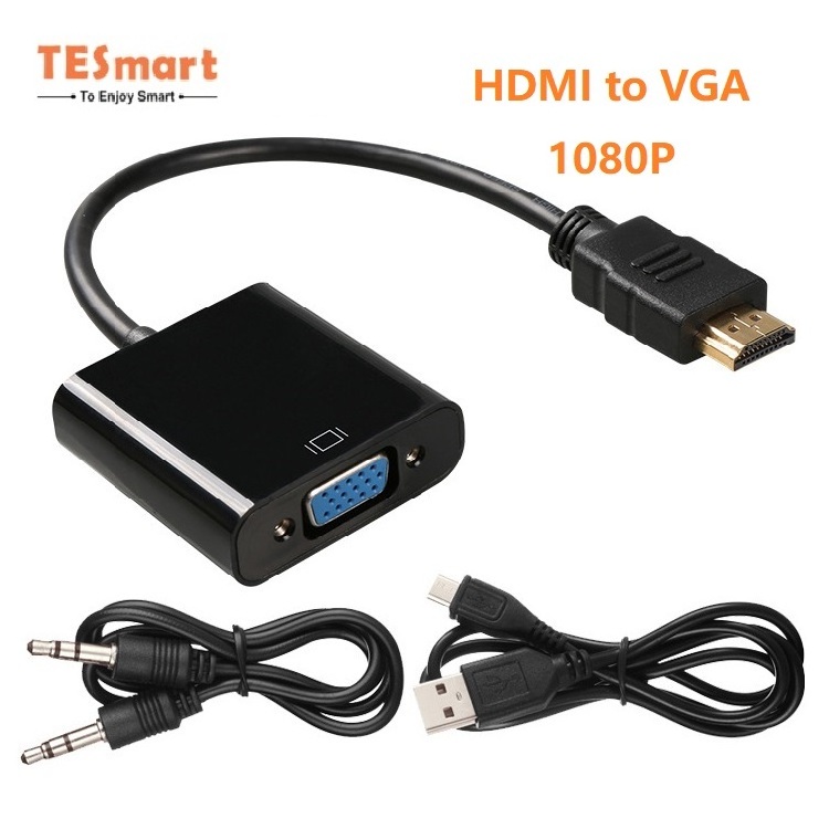 TESmart HDMI VGA Adaptor 1080P Convertidor HDMI Male to VGA Female Audio Video Cable Converter  VGA to HDMI Adapter