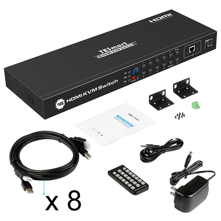 TESmart 16 port 4k USB HDMI Switcher KVM usb console over IP IR remote HDMI Switch