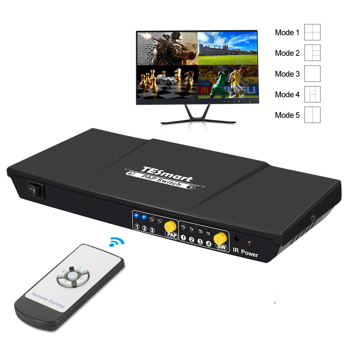 TESmart 1080P HDMI Multiviewer 4x1 seamless switcher