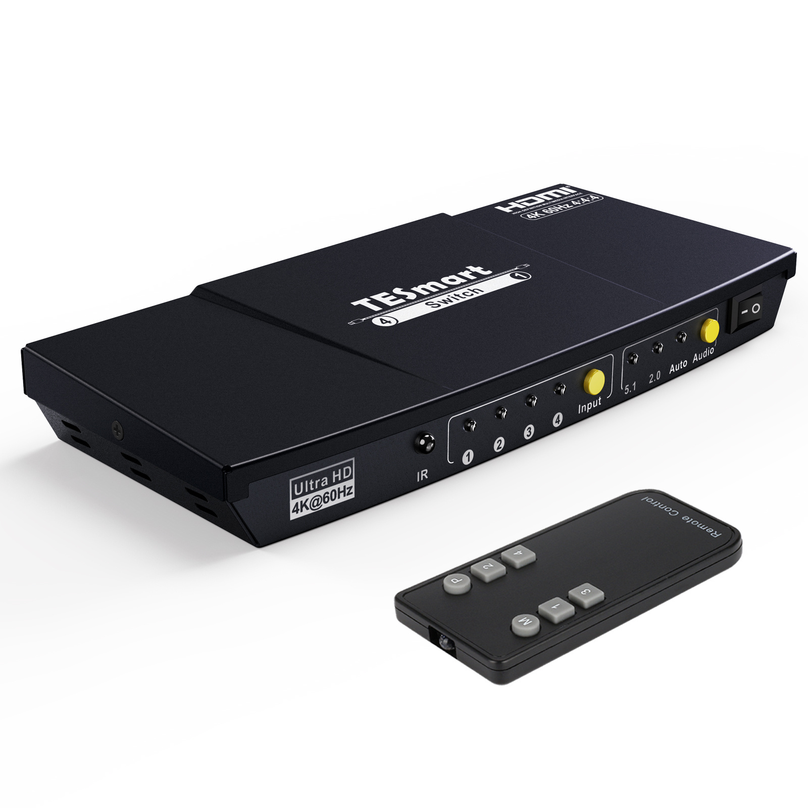 TESmart Audio output via optical or L/R AUX interfaces 4x1 HDMI Switch 4k@60Hz 4:4:4 2.0/5.1/Auto modes of audio output